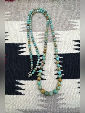 Jay King Southwest Sterling Silver Graduated Natural Turquoise Beaded Necklace